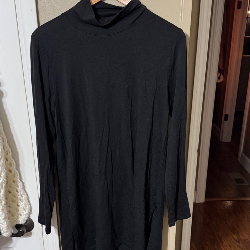 Eileen Fisher Black Tunic Top Side Slits Medium